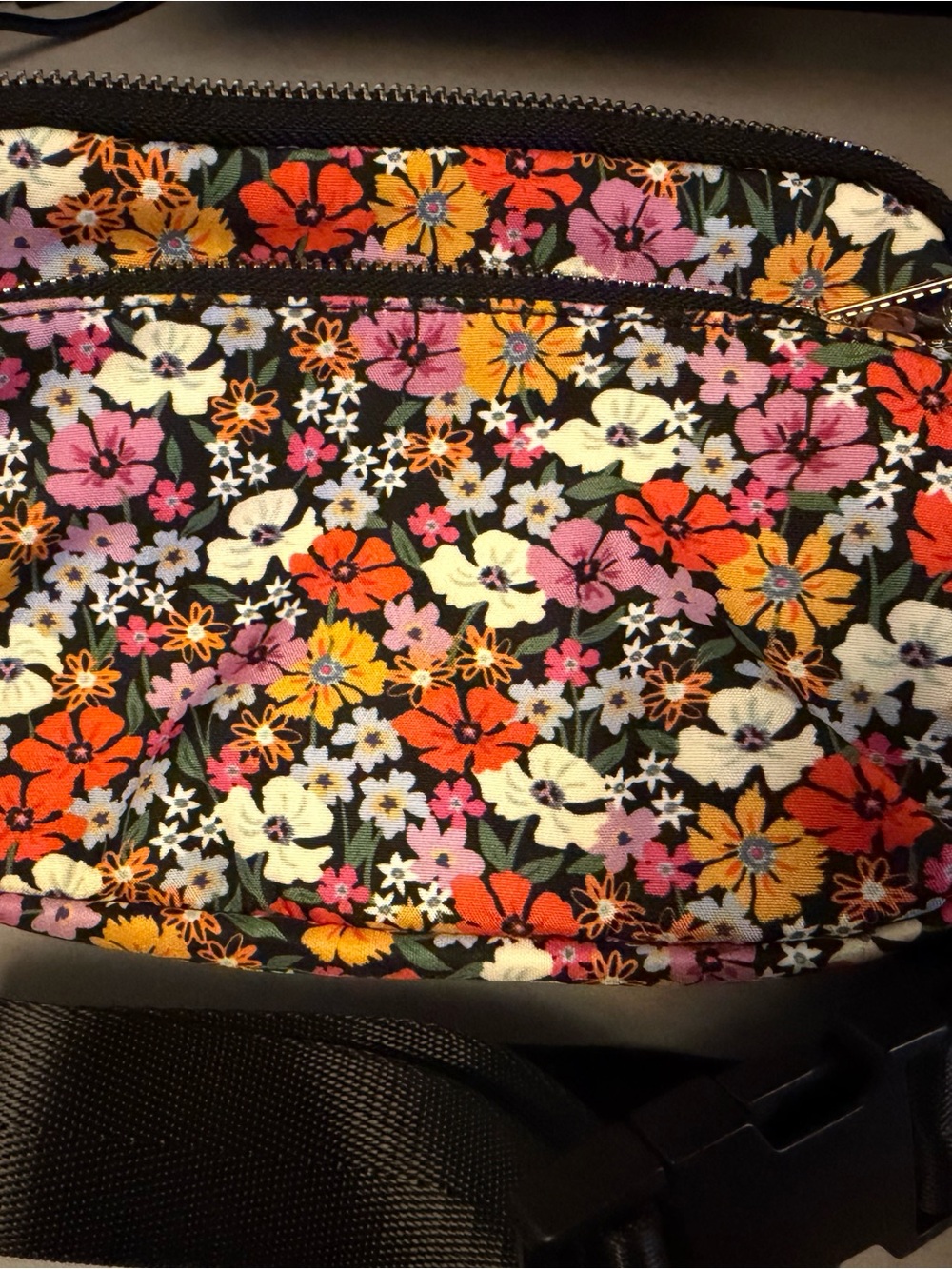 Brighton Black Floral Wristlet with Multi-Color Blooms